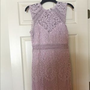 Lilac lace dress.